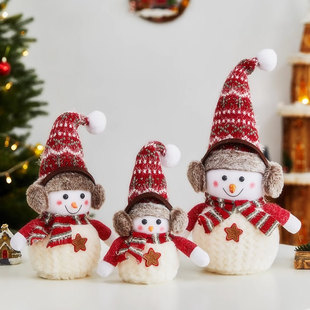圣诞节装饰品雪人娃娃公仔圣诞树下桌面摆件商场橱窗场景布置道具