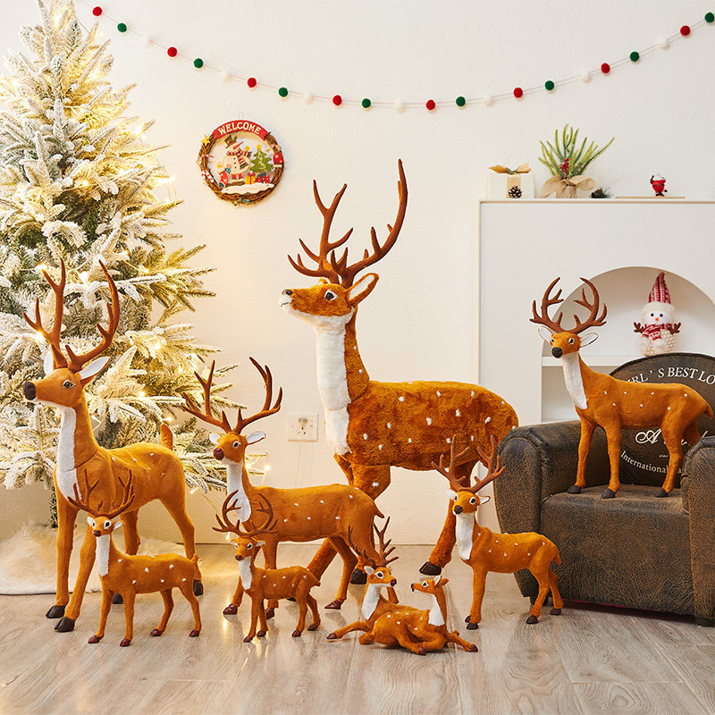 新年春节站立橱窗装扮大场景麋鹿