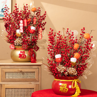 新年春节开业福桶摆件乔迁新居搬家新房入伙客厅装饰品发财果盆栽