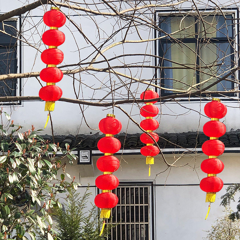 春节装饰户外防水连串灯笼新年街道小区大红灯笼景区民宿开业挂饰