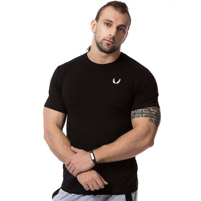 肌肉夏新款弹力欧美健身t恤男士兄弟纯棉修身跑步运动短袖健身服