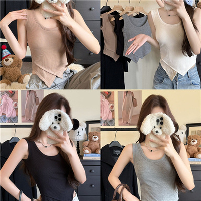 美式复古带胸垫挂脖小吊背