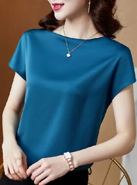 醋酸缎面打底衫女士夏季外穿
