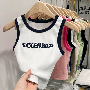 黑色吊带背心女夏工字外穿美背运动辣妹遮副乳宽肩带jazz短款上衣