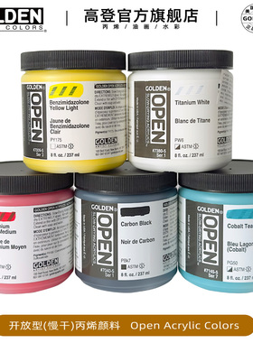 高登Golden Open开放型专业慢干丙烯颜料 水彩画辅料亚克力颜料237ml瓶装 系列S1/2/3/4/5/6/7/8/9