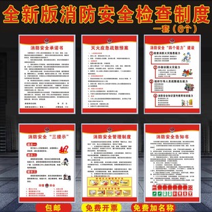 新版 消防安全管理制度牌四个能力三提示应急疏散预案承诺书挂画
