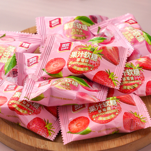雅客果汁软糖草莓软糖水果味袋装白桃芒果儿童软糖果喜糖休闲零食