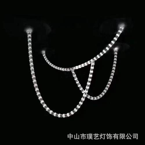 水晶吊灯珍珠项链发光绳子长吊灯别墅楼梯灯链条灯发光水晶灯U型