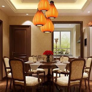 田园风格 吊灯实木灯东南亚木皮灯农家乐饭店茶楼餐厅单头原木吊灯