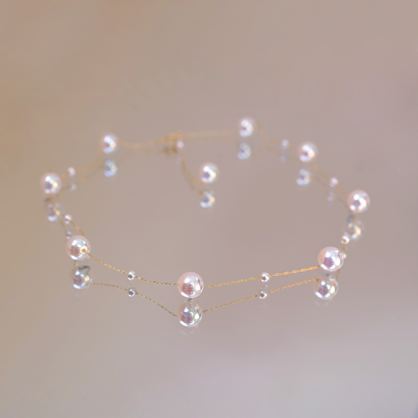 人造仿akoya满天星锁骨链项链