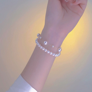 极光幻彩施家仿珍珠手链女 人造海水akoya手串14K包金磁吸扣手圈