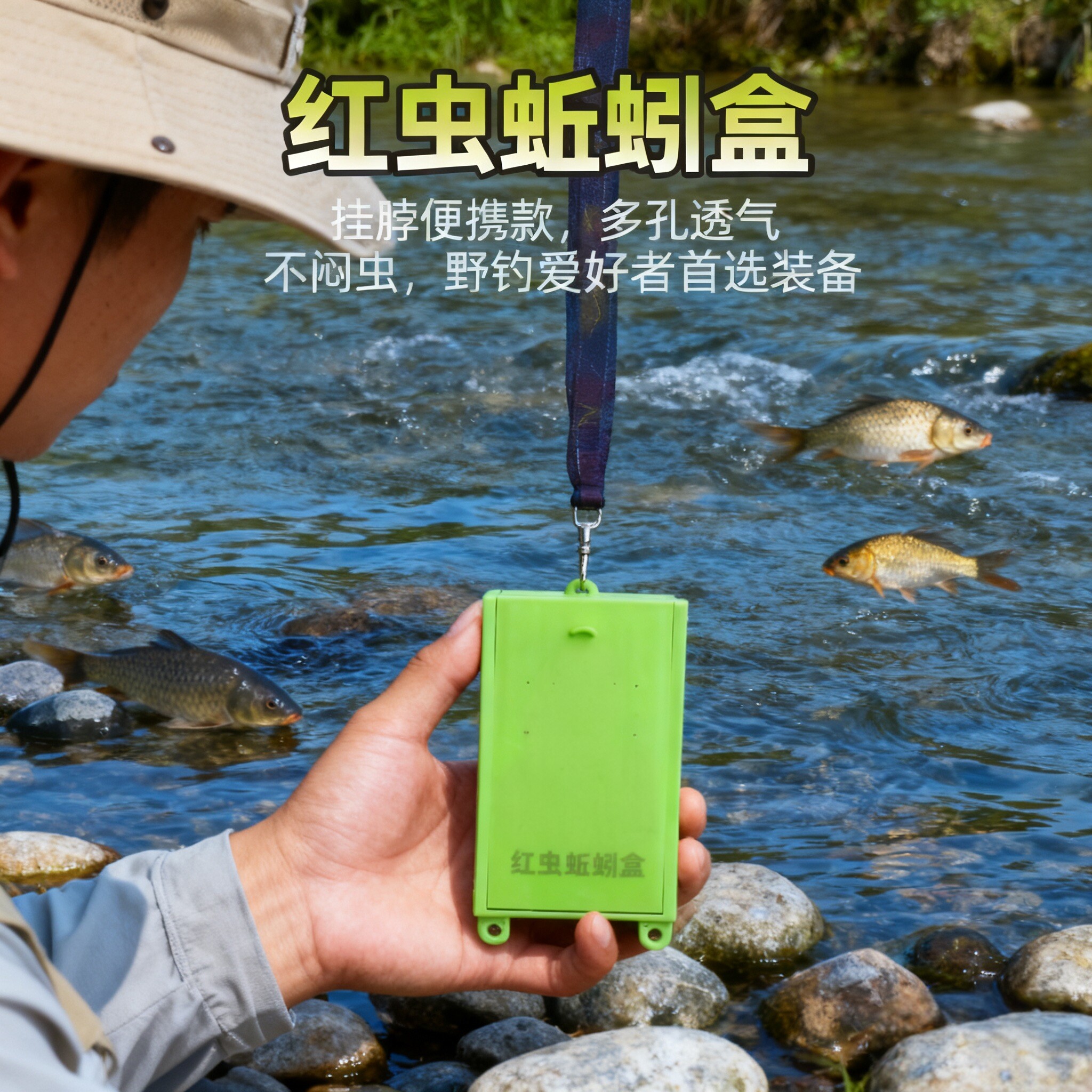 红虫蚯蚓盒挂脖传统钓塑料透气