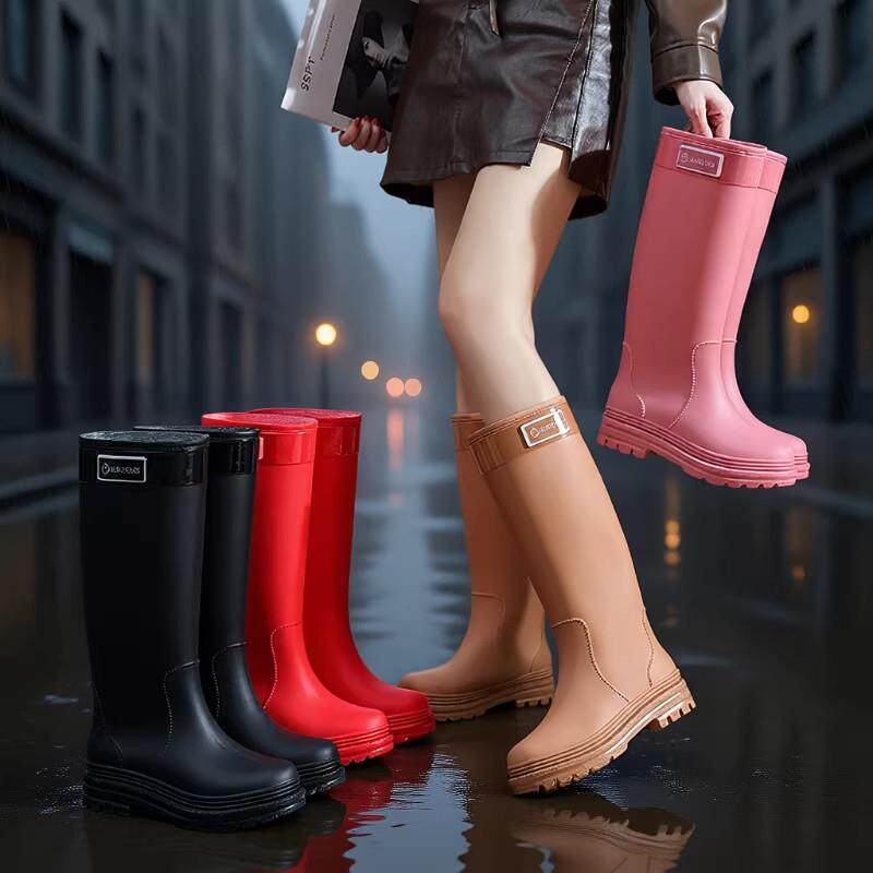 德国加厚雨鞋女高筒雨靴长筒防水鞋防滑时尚胶鞋