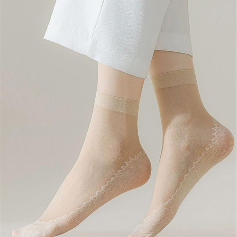 日本超薄丝袜无缝肉色隐形女袜夏季棉底防滑防卡耐磨透明中筒
