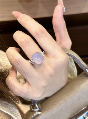 不掉色925银镀金天然玉髓戒指女款轻奢时尚百搭高级小众设计指环