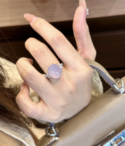 不掉色925银镀金天然玉髓戒指女款轻奢时尚百搭高级小众设计指环