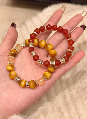 新中式不掉色纯银天然红玛瑙玉髓手链本命年蛇年招财小众设送女友