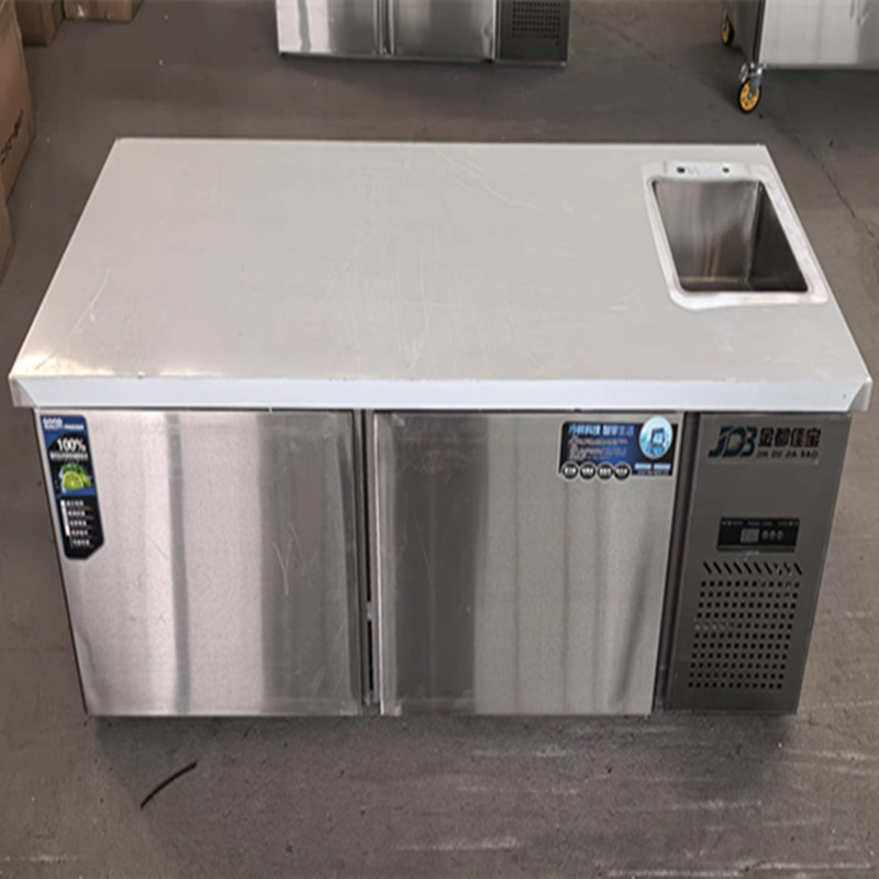 带水槽带水池一体冰箱保鲜工作台操作台冰柜水吧台冷藏冷冻奶茶店