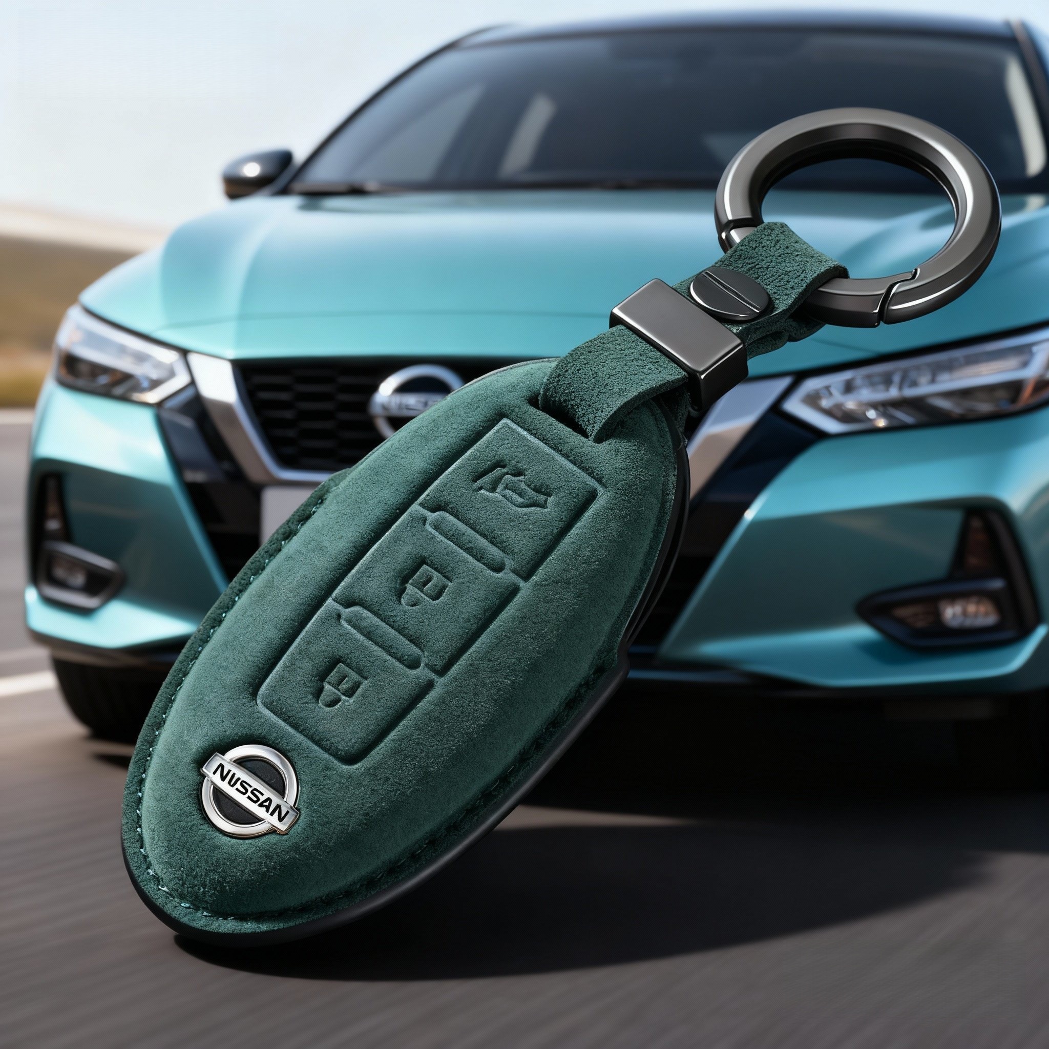 适用日产翻毛皮钥匙套尼桑包扣