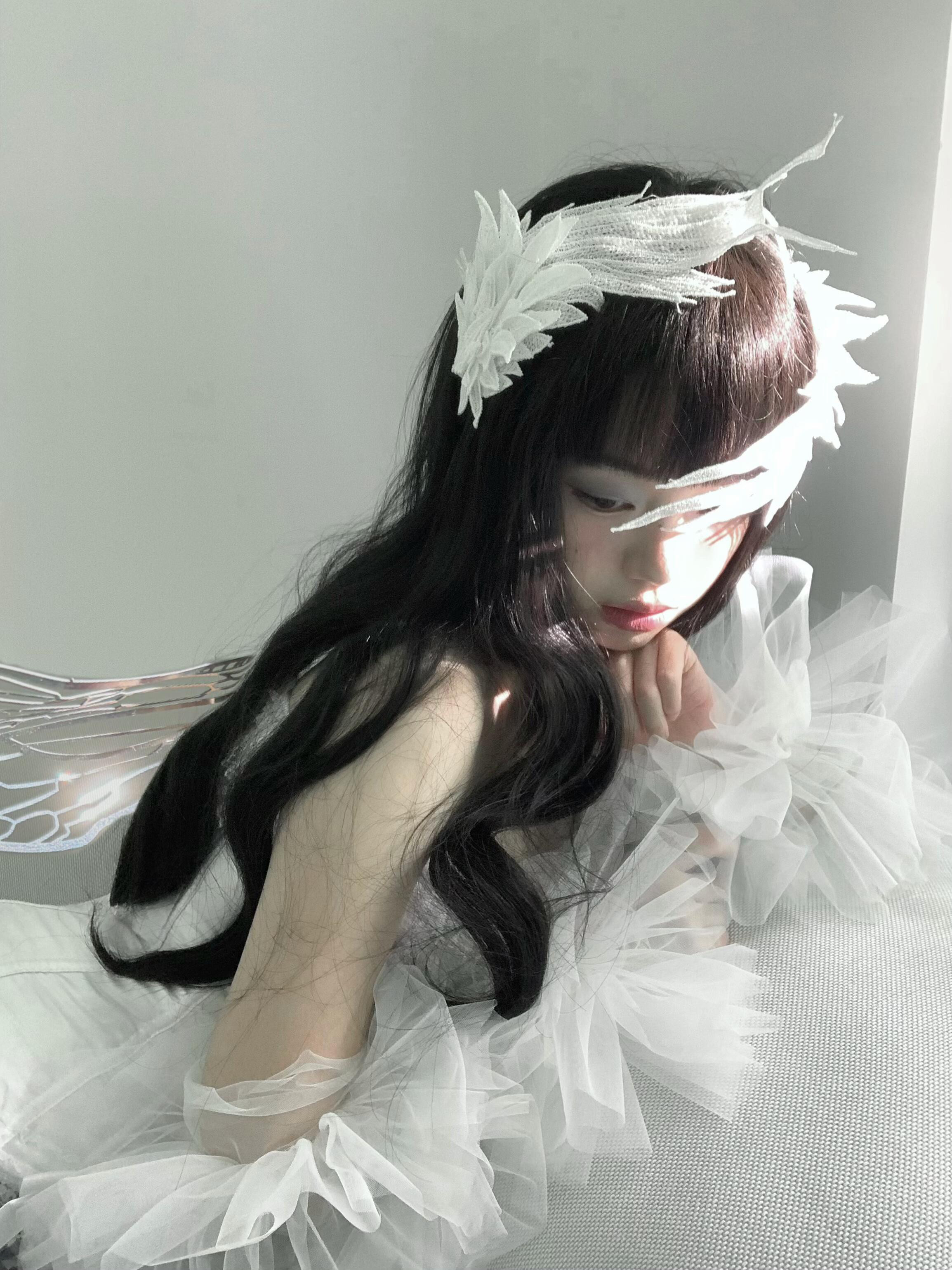 哥特风天使之翼头饰氛围感白天鹅对夹发饰边夹发卡个性Lolita发饰图片