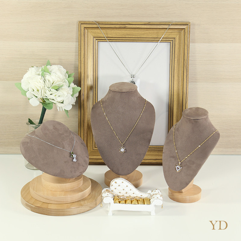 实木首饰架项链架子展示架珠宝展示道具模特头人像项链架托收纳架