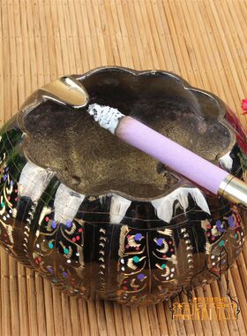 纯手工精雕铜器南瓜型烟灰缸家居E摆设艺术造型金属烟灰缸摆件