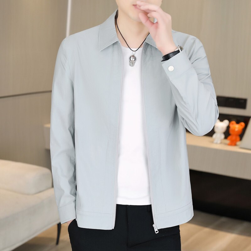 防晒外套男商务休闲薄款简约百搭上衣男装夏季新款冰丝行政夹克潮