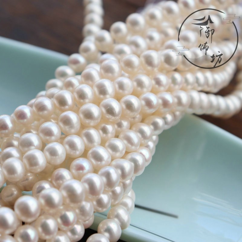 天然淡水珍珠微瑕强光冲头椭圆米珠流苏耳饰手链配件 diy发簪材料
