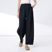 夏季 宽松休M闲直筒气球裤 薄款 小个子夏装 春夏外 黑色阔腿裤 孕妇裤