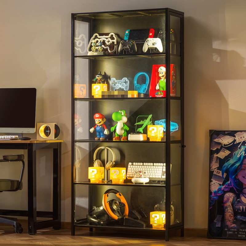 带灯手办展示柜电竞房外设展示架亚克力模型玩具收纳柜摆件陈列柜