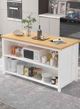 实木厨房岛台餐边柜m用切菜吧台靠墙高脚桌奶茶咖啡桌多层料理操