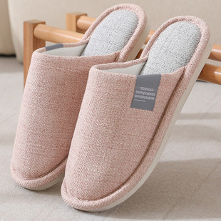 棉布拖鞋女夏季室内家居家用x软底春秋无声木地板亚麻透气吸汗四