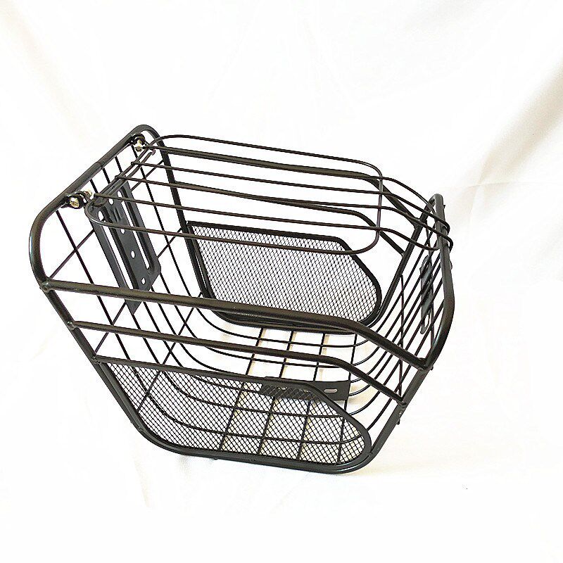 加粗加大带盖自行车篮车t蓝自行车前后车篮子电动车车筐铁质菜篮