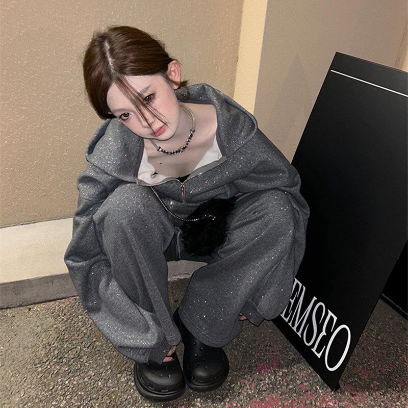 长裤运动套装女春季宽松显瘦时尚韩版卫衣L学生跑步休闲两件套纯