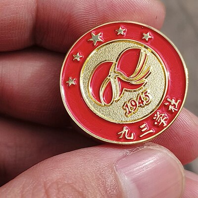 九三学社徽章lhogo组织会议正装胸牌定做金属标志纪念胸针纯铜