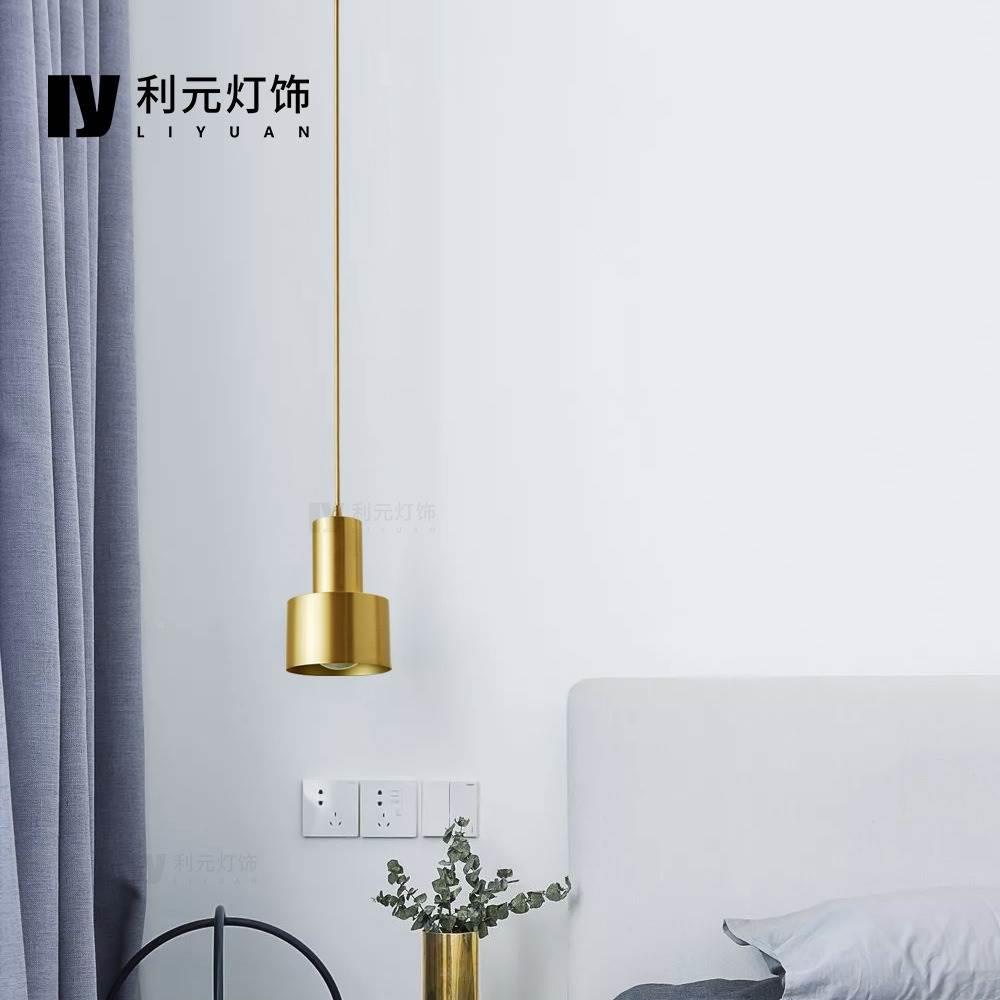 全铜北欧手电筒单头小吊灯饭厅楼梯吧台咖啡厅饭Z厅轻奢灯具