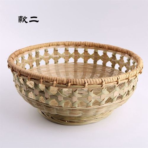 手工竹编水果篮 环保菜篮 簸箕收纳篮子 竹筐 竹篮竹篓 高脚篮