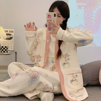 空气棉月子服春秋纯棉10月份产后三件套J产妇哺乳孕妇睡衣秋冬季1