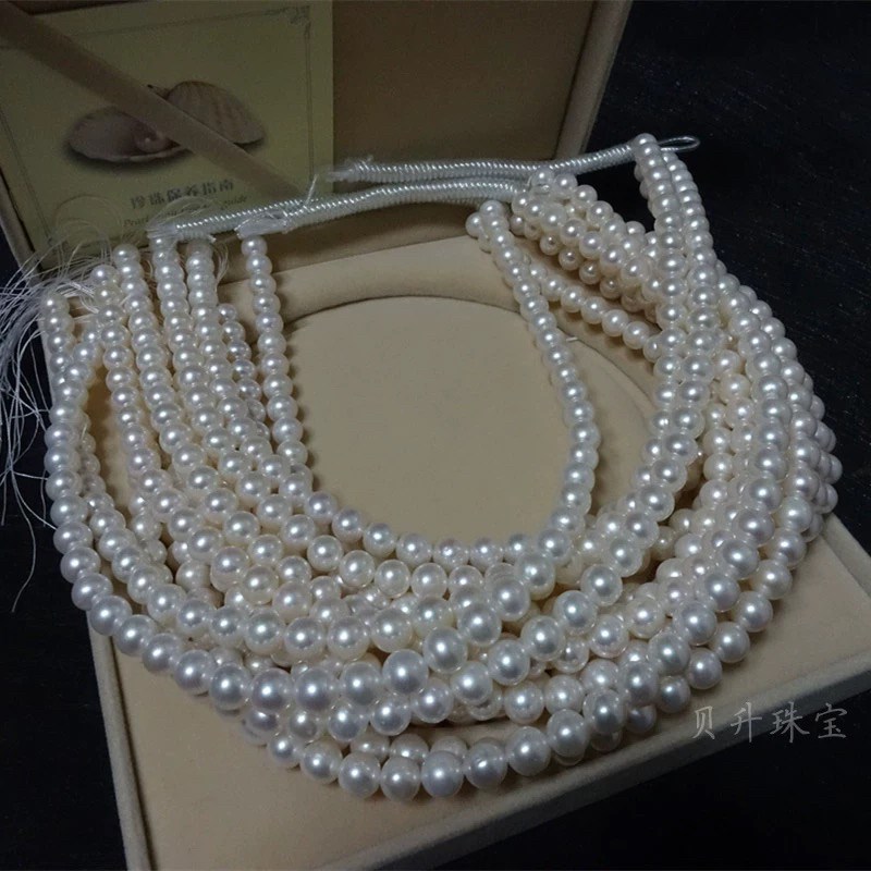 天然淡水无核项链妈妈链母亲节特别礼物8-9mm正圆微瑕白透光