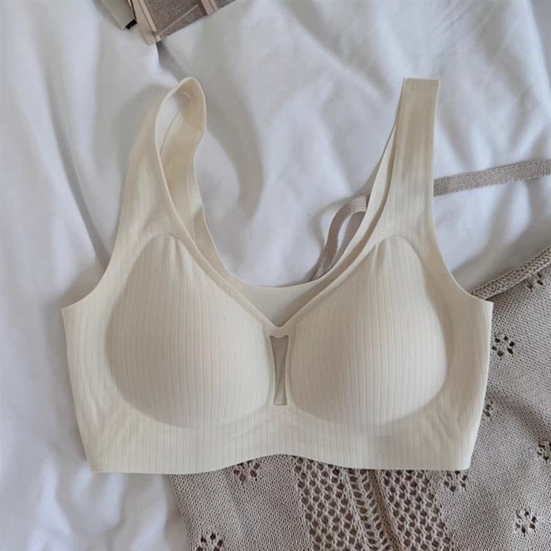 无痕果冻条软支撑内衣女夏季薄款固定杯收副乳防下垂背心式文胸罩