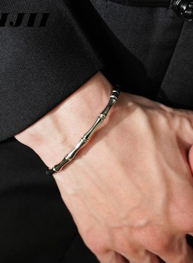 【链界LIJII】新中式竹节手镯 高亮抛光小众中性简约个性男女手环