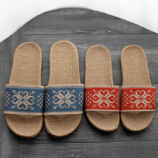 亚麻拖鞋轻便竹藤草席家居家用中式居家室内防R滑男女士防滑凉拖