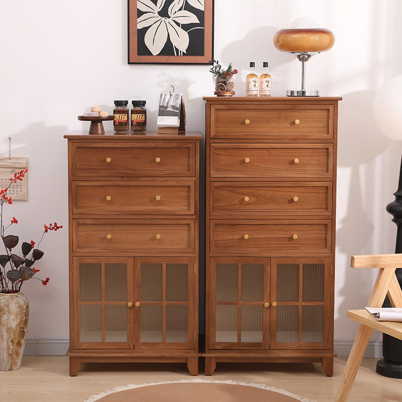 美式实木斗柜客厅餐边柜靠墙收纳柜子抽屉多层储物茶室柜带门立柜