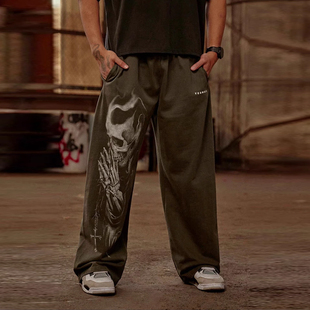 YoungLa美式潮牌运动卫裤慢跑者训练健身休闲直筒宽松阔腿长裤子