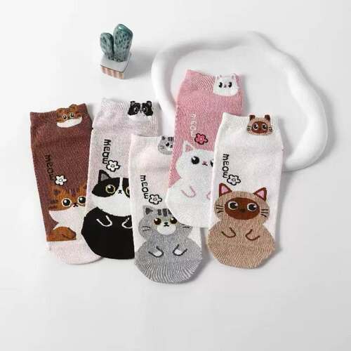 袜子女四季款可爱小猫卡