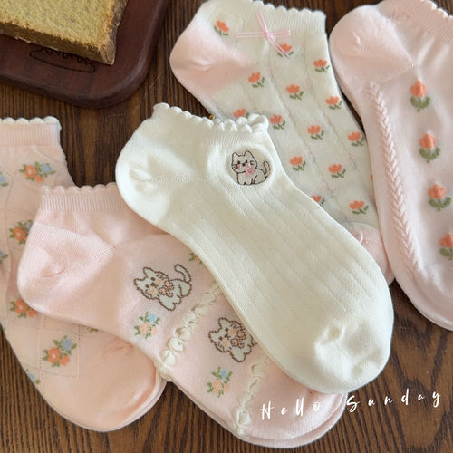 可爱猫咪袜子女夏季薄款