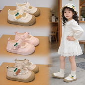 网面魔术贴玛丽珍鞋 饰单鞋 女童夏季 樱桃装 潮 透气学步鞋 2026年新款