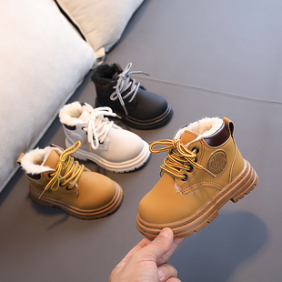 儿童马丁靴2025年冬季宝宝小黄靴男童加绒短靴女童靴子小童棉靴潮