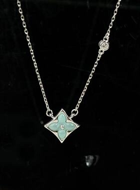 老花手链菱形五花四花四叶草手链复古款百搭款女士蓝色银色