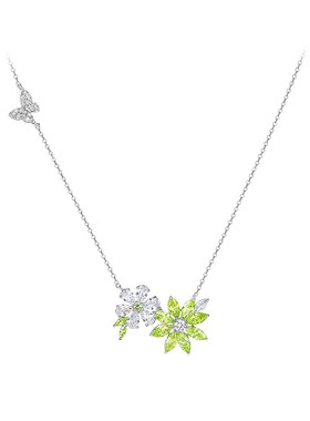 绿色花朵项链设计款女生锁骨链女款早春配色森系花漾小清新